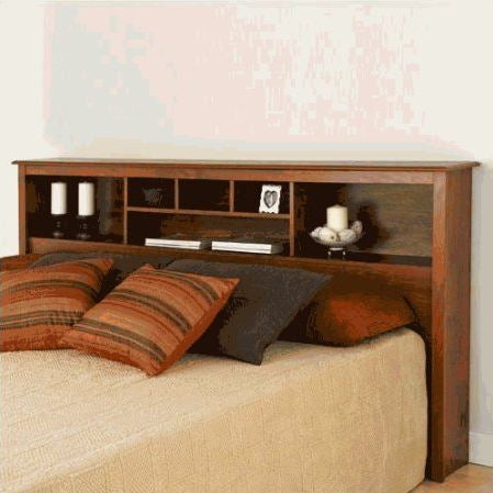 King-size Storage Headboard in Cherry Wood Finish-0