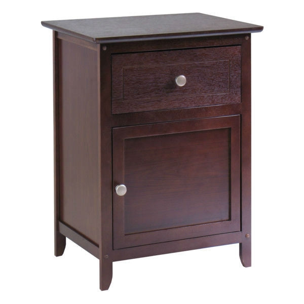 Antique Walnut Wood Finish 1-Drawer Bedroom Nightstand End Table Cabinet-1