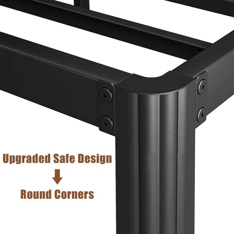 King size Heavy Duty Metal Bed Frame with Round Edge Legs - Headboard Compatible-2