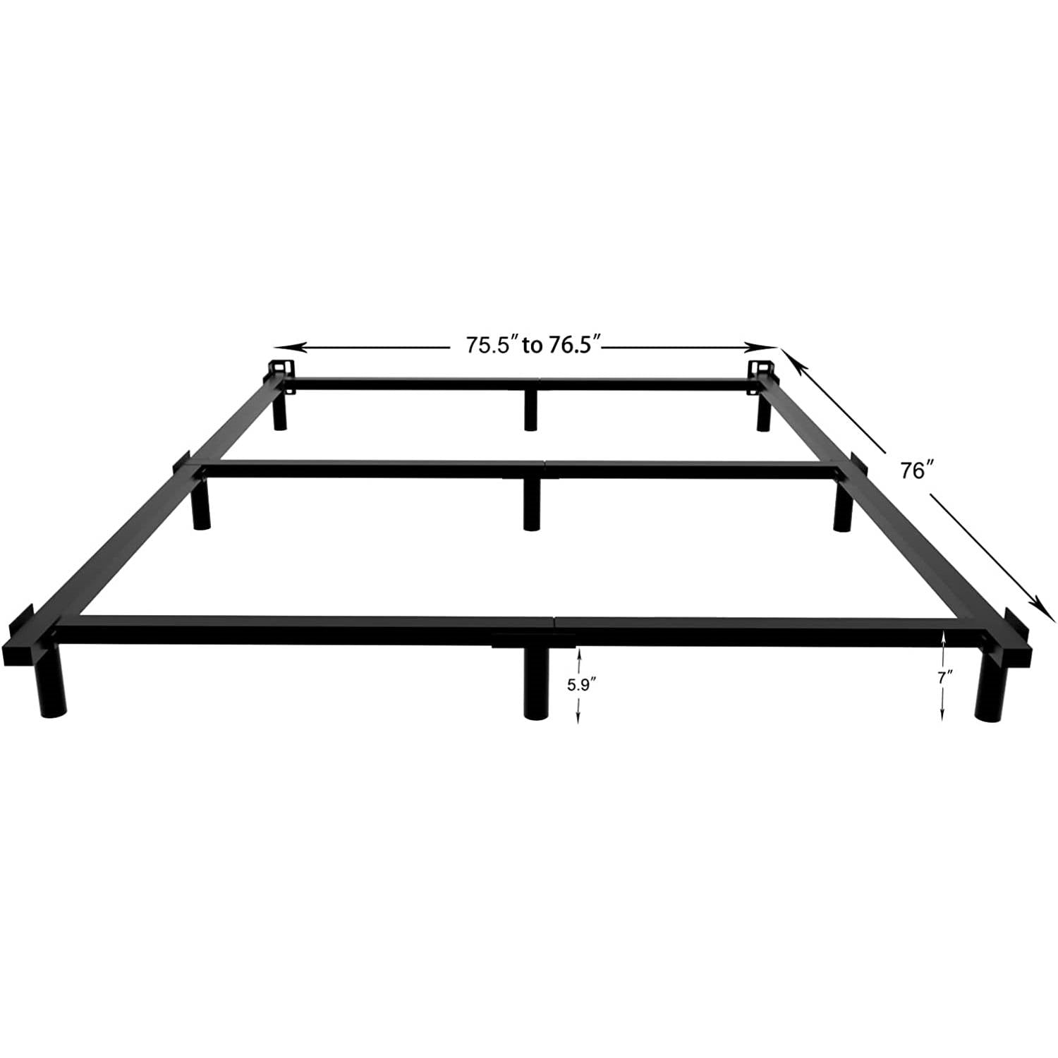 King 9-Leg Metal Bed Frame with Headboard Brackets 3,000 lbs. Max Weight Limit-4