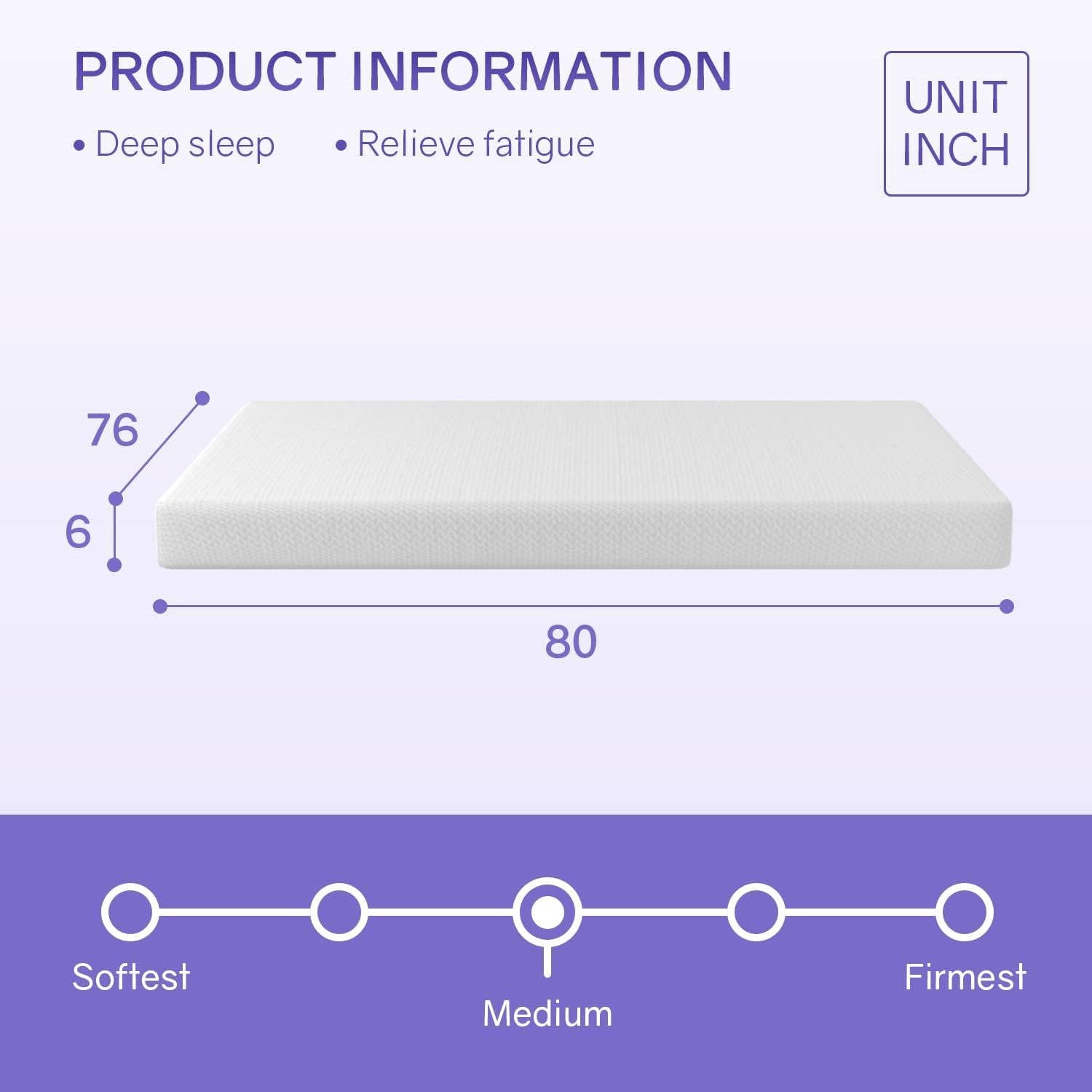 King size 6-inch Thick Medium Firm Cool Gel Memory Foam Mattress-4