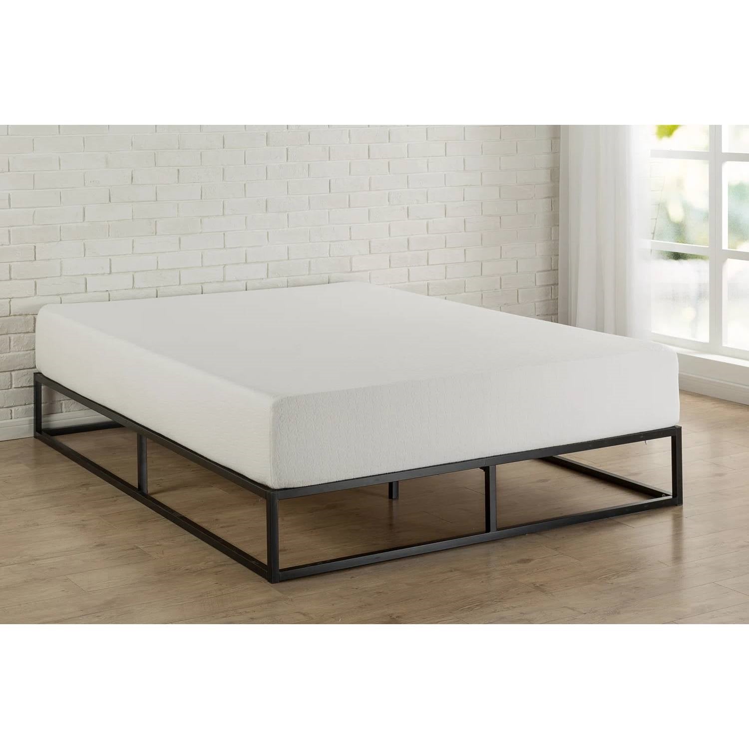 King size 10-inch Low Profile Modern Metal Wood Slat Platform Bed Frame-0