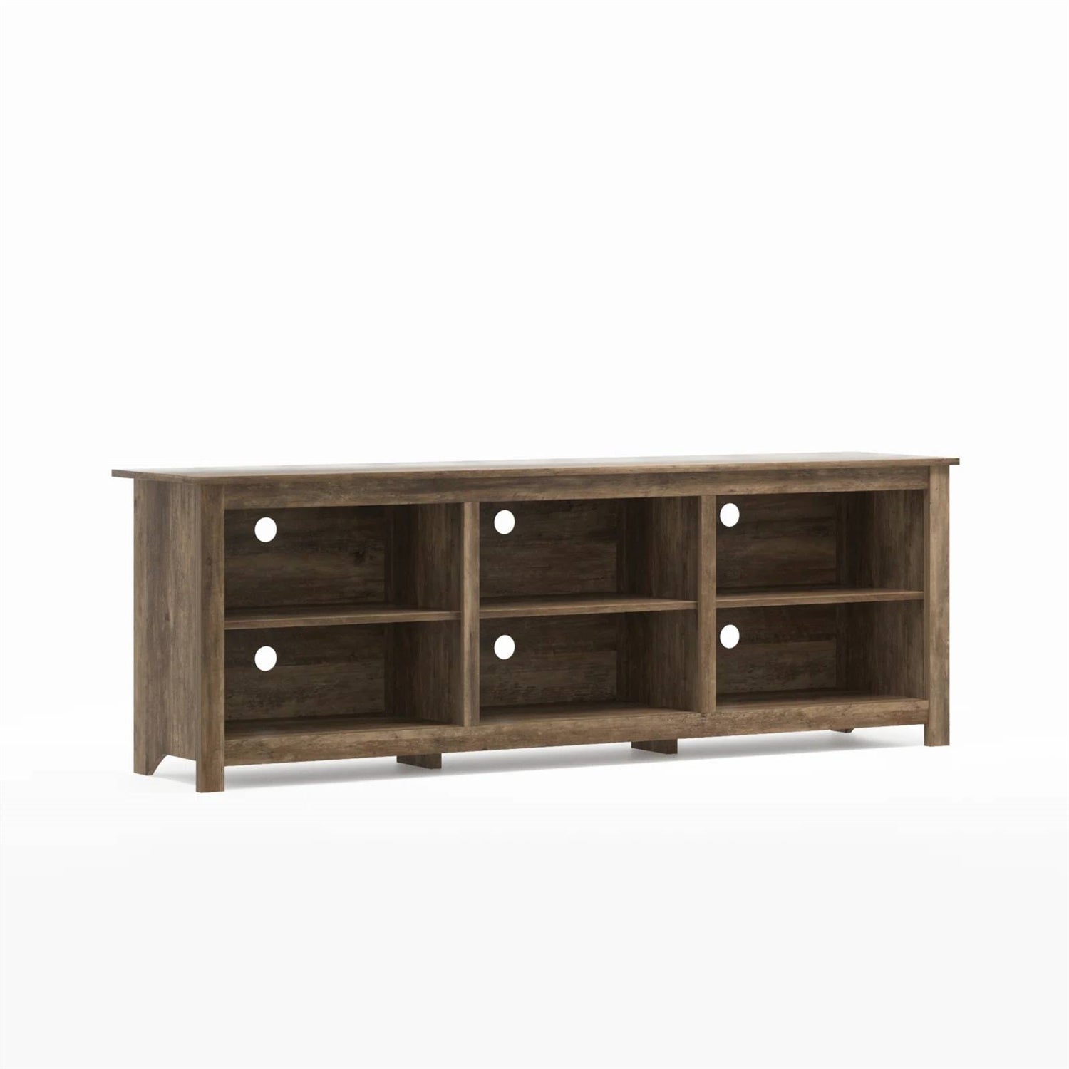 Farmhouse Style TV Stand with 6 Storage Compartments in Brown Oak Wood Finish-3