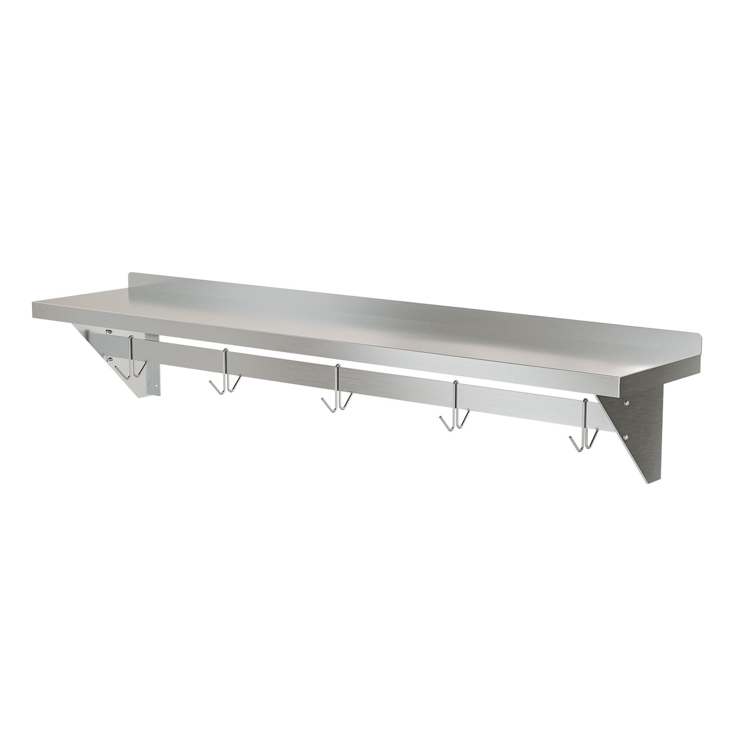 Stainless Steel Heavy Duty Wall Shelf with Pot Rack - 12 inches x 60 inches-3