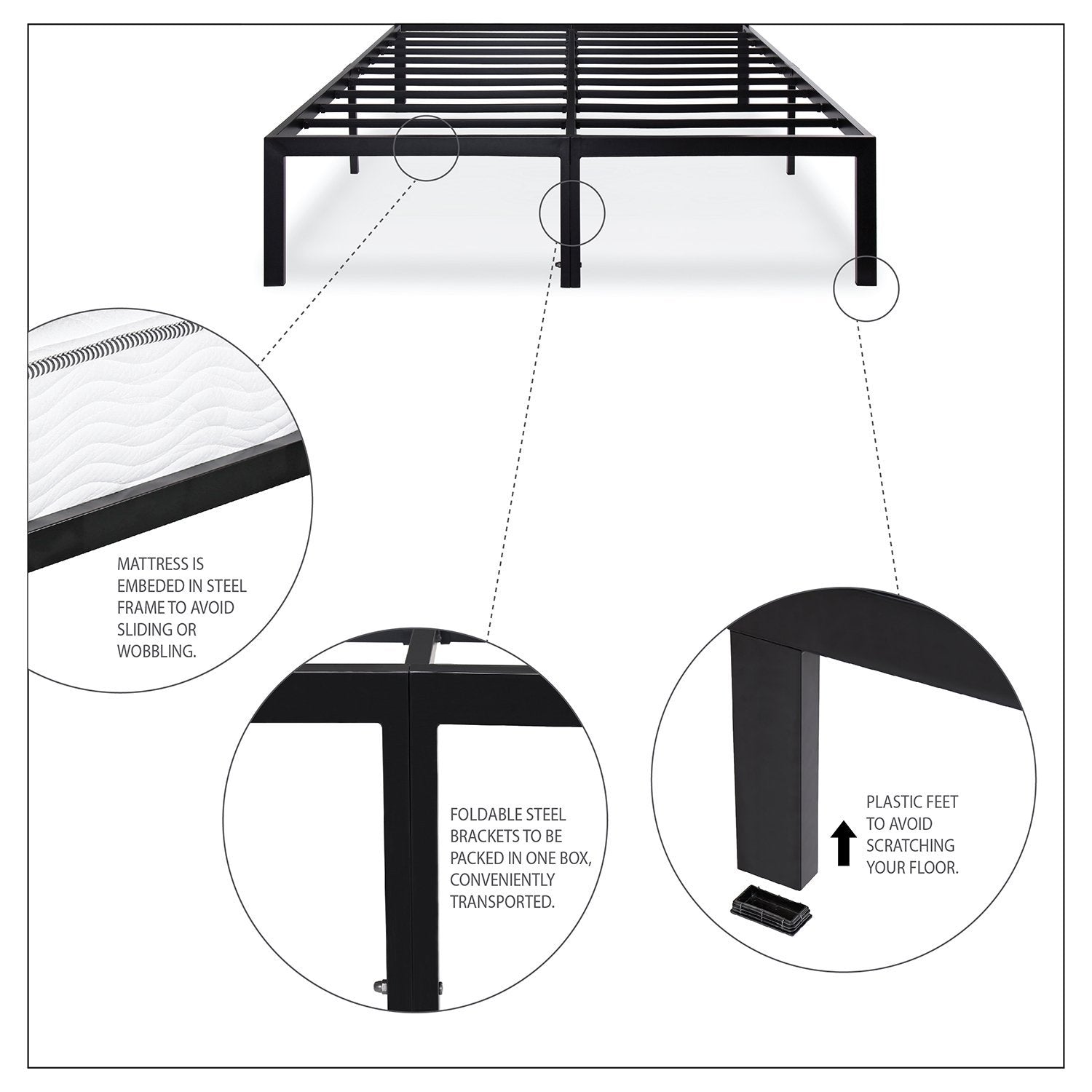 King size Sturdy Metal Platform Bed Frame - Holds up to 2,200 lbs-1