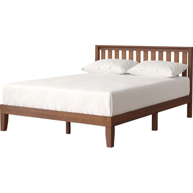 King size Solid Wood Platform Bed Frame with Headboard in Espresso Finish-1