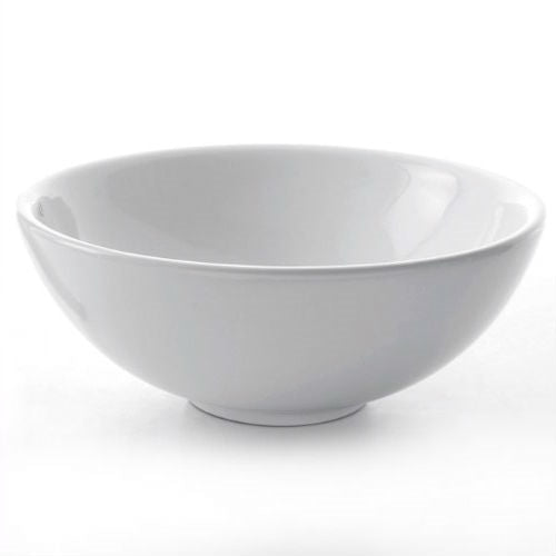 White Ceramic Round Bowl Style Vessel Bathroom Sink with 1.75-inch Drain Opening-0