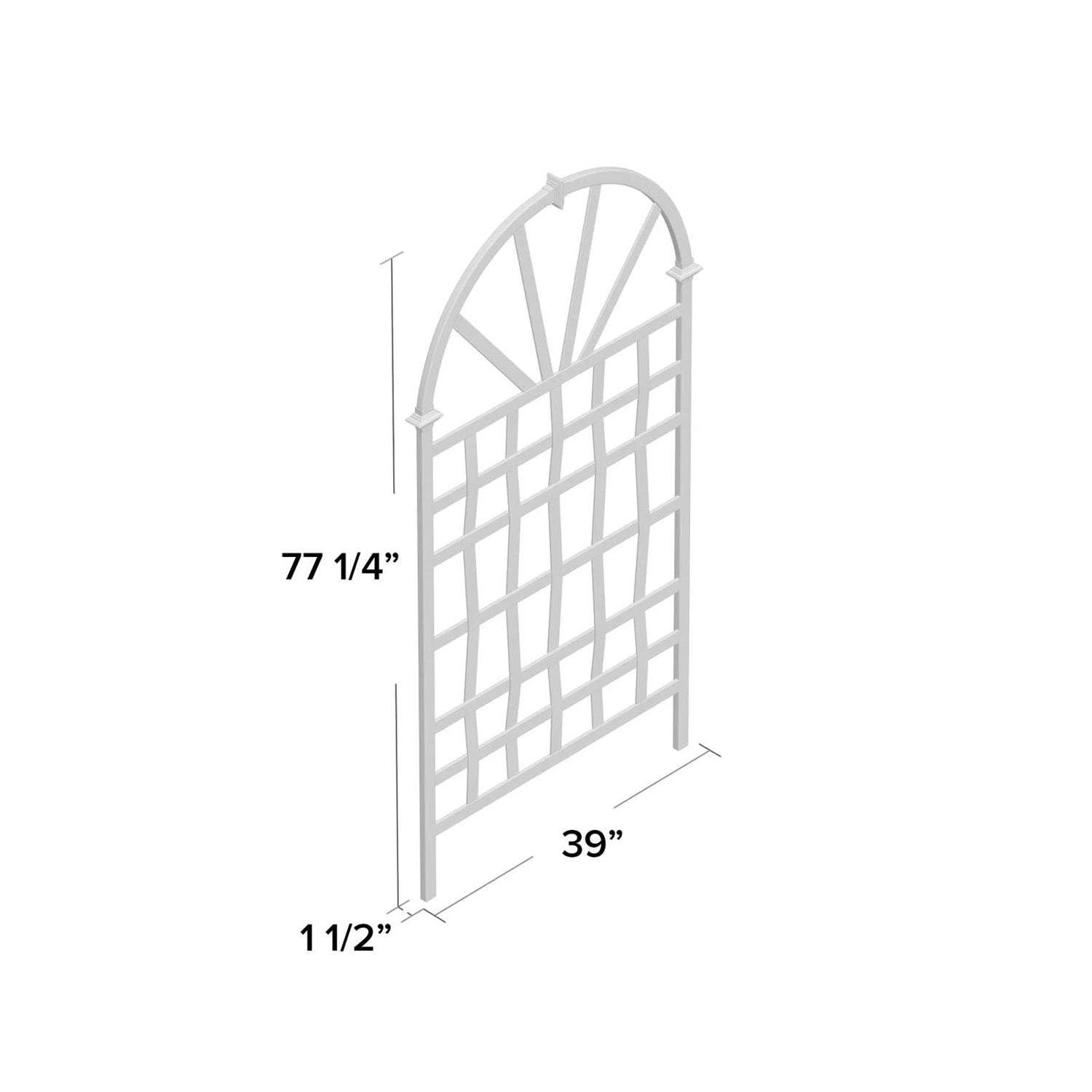 77-inch Outdoor White Vinyl Lattice Garden Trellis with Arched Top-4