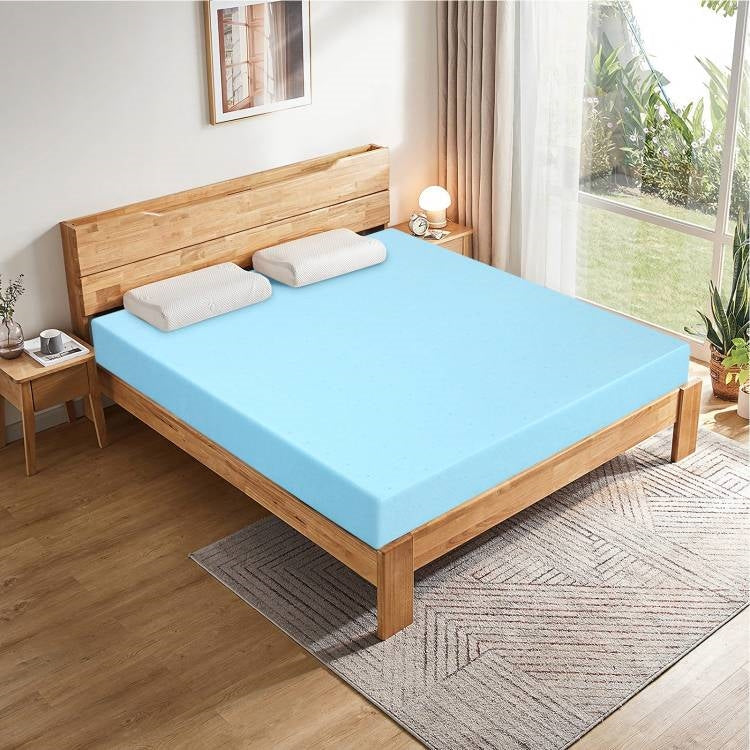 King size 3-inch Thick Gel-Infused Air Foam Mattress Topper in Light Blue-0