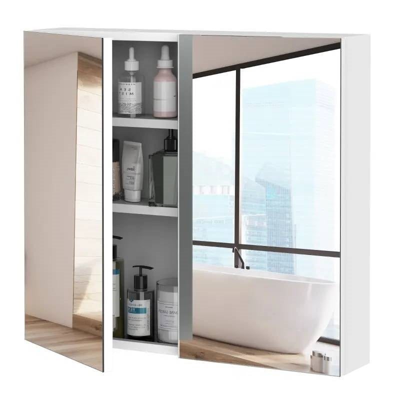 2-Door Bathroom Wall Mounted Medicine Cabinet 22 x 24 inch with Mirror-0