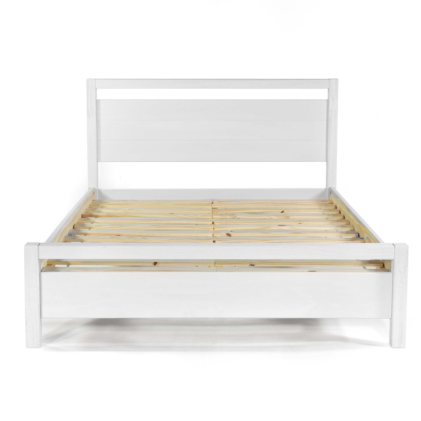 King Size FarmHouse Traditional Rustic White Platform Bed-0