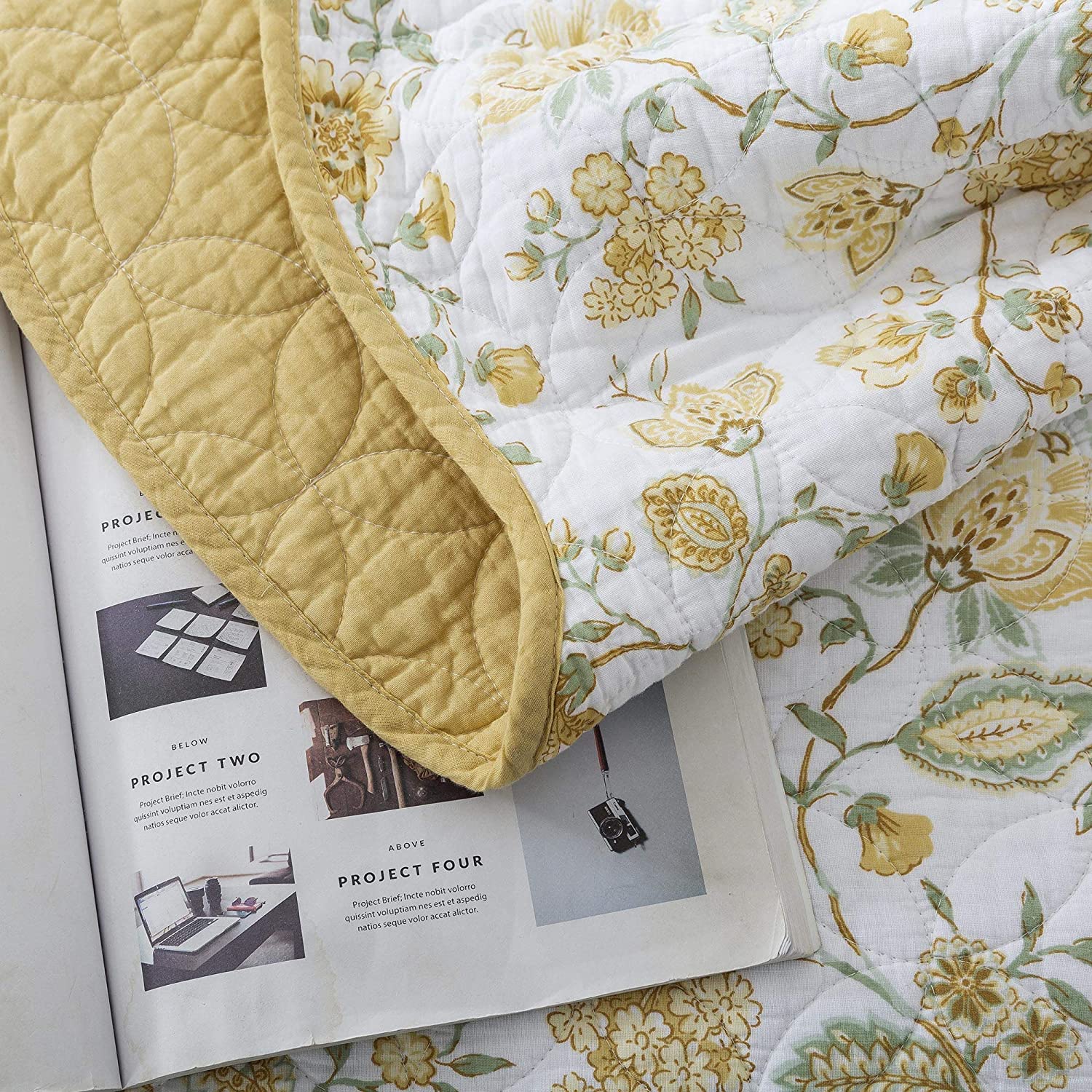 Kasentex 100% Cotton Summer Ultra Soft Floral Design 3 Piece Reversible Bedding Set, Room Decor, Graduation Gifts