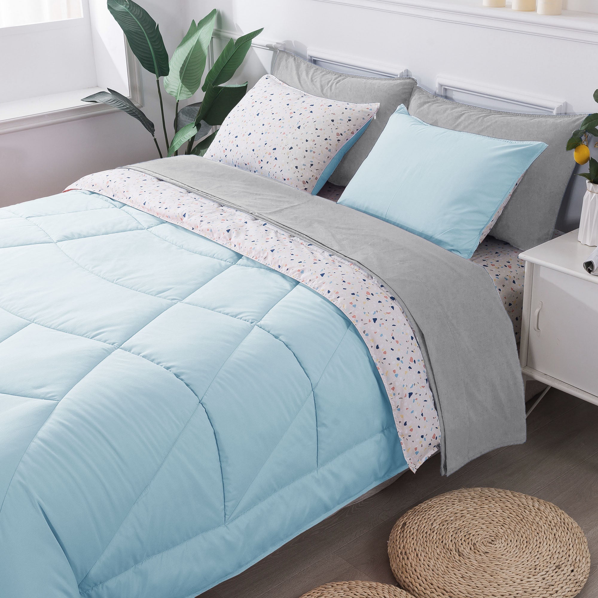 Kasentex Reversible 5 and 7 Piece Ultra Soft Cozy Bed Comforter Sets, Room Decor