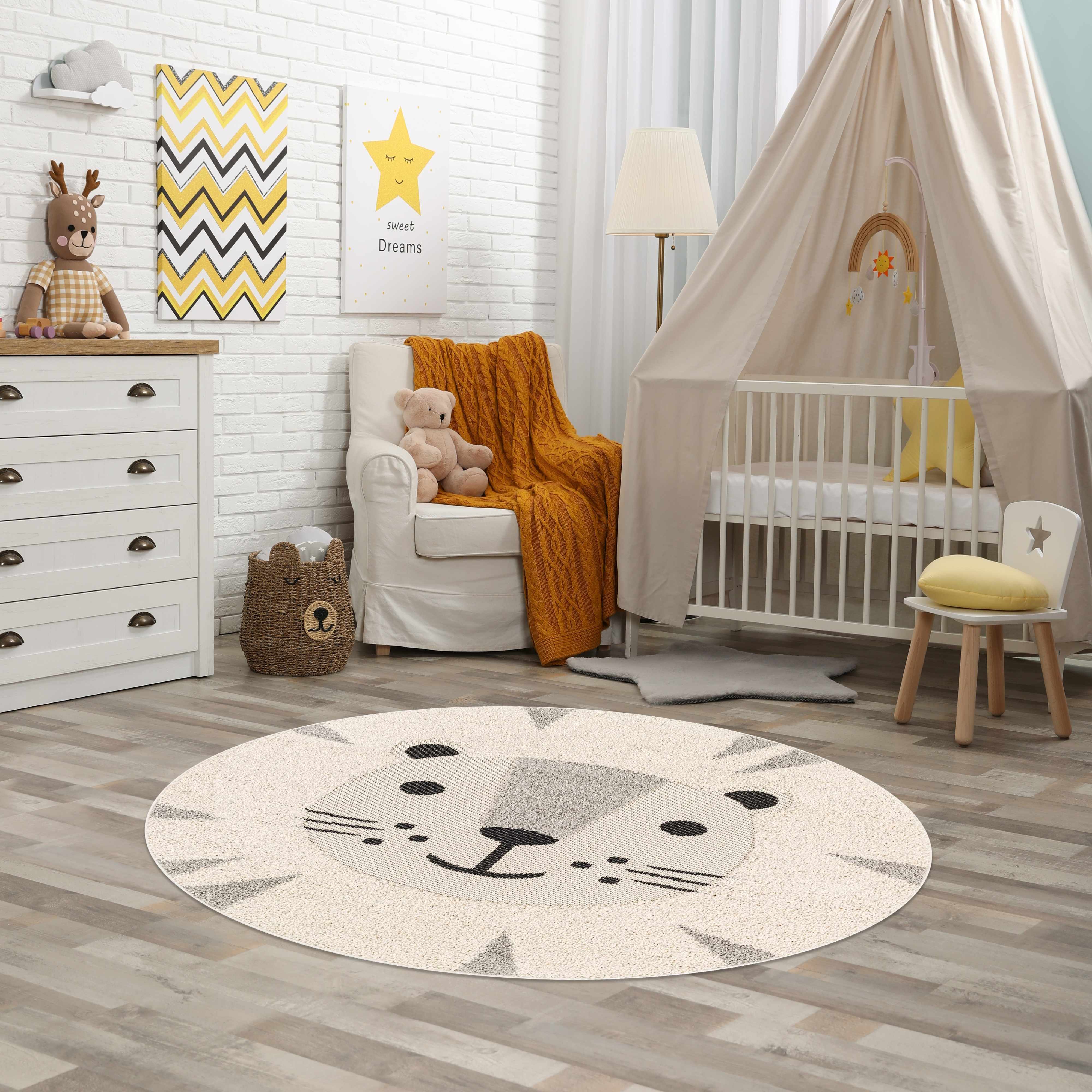 Kids Lion Animal Print Nursery Area Rug - Clearance-0
