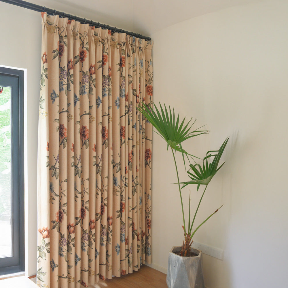 Kaylee Vintage Style Bold Floral Cotton Curtains