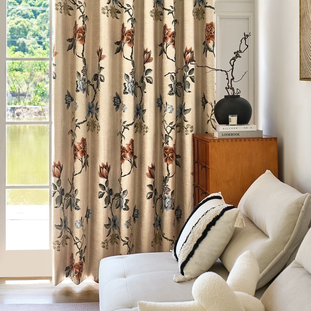 Kaylee Vintage Style Bold Floral Cotton Curtains