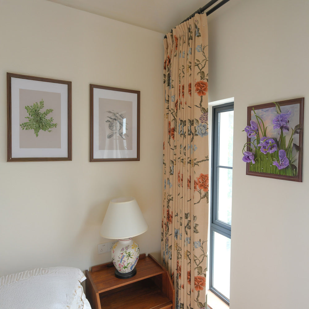 Kaylee Vintage Style Bold Floral Cotton Curtains