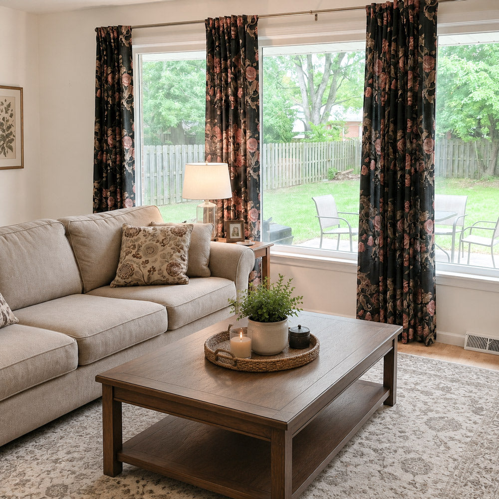 Klara Bold Rose Printed Curtains