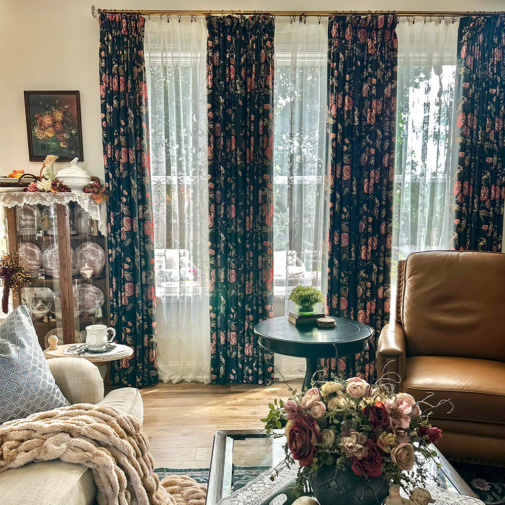 Klara Bold Rose Printed Curtains