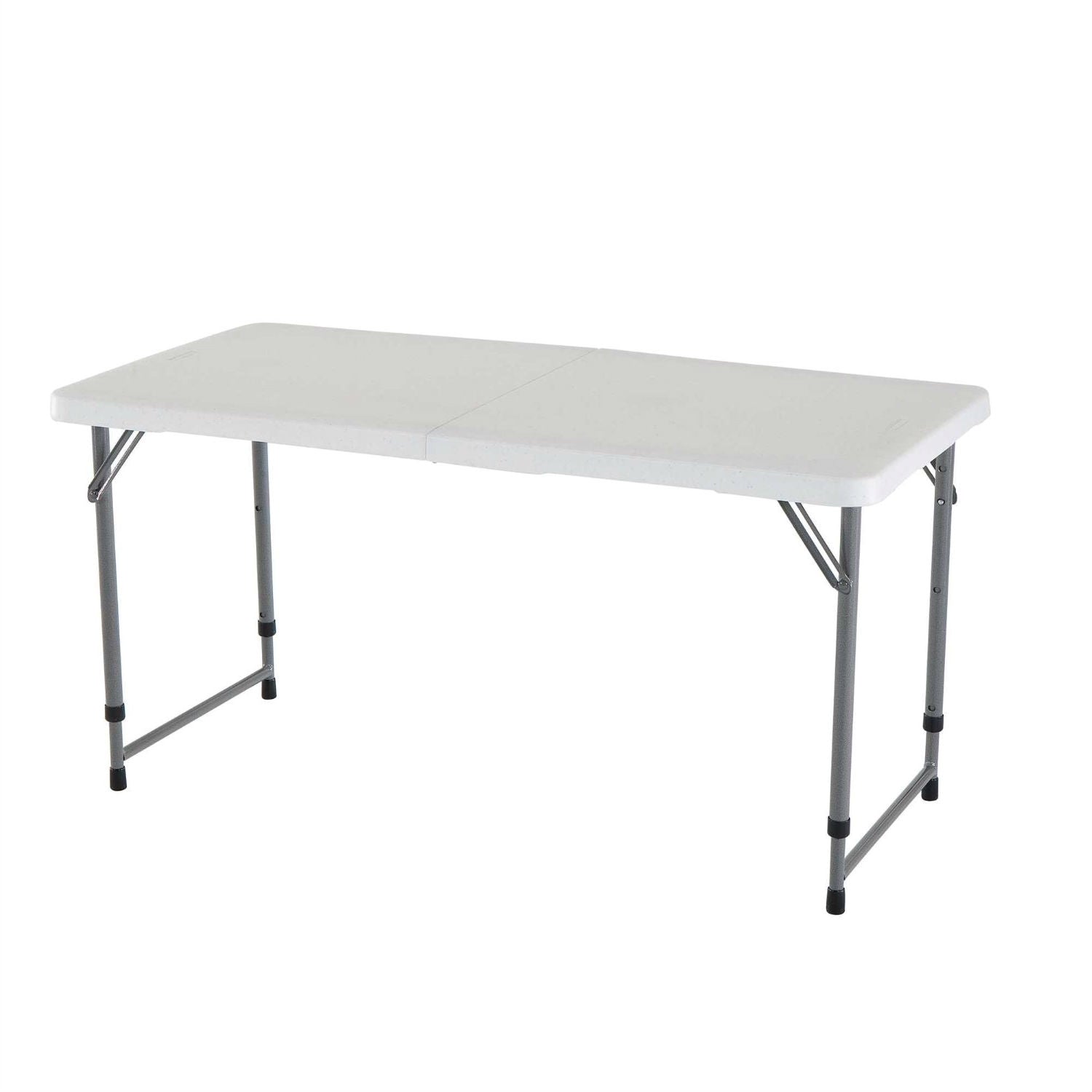 Adjustable Height White HDPE Folding Table with Powder Coated Steel Frame-1