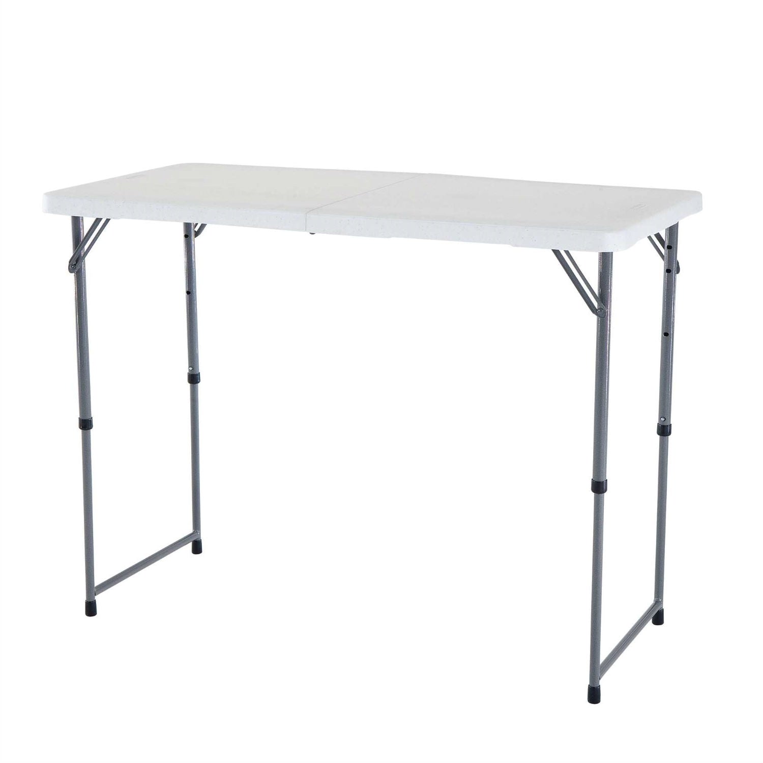 Adjustable Height White HDPE Folding Table with Powder Coated Steel Frame-0