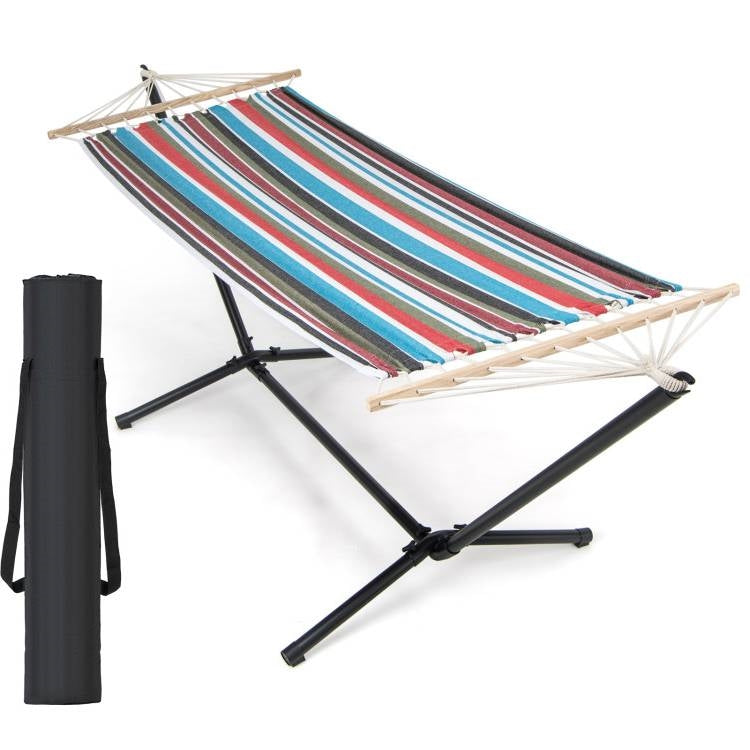 Portable Poly-Cotton Hammock with Stand and Carrying Case-0