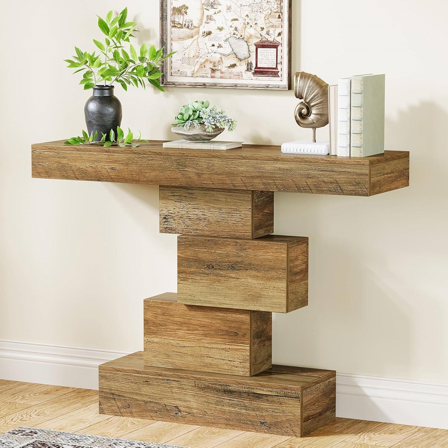 Modern Farmhouse 42-inch Entryway Accent Sofa Table in Light Brown Wood Finish-0