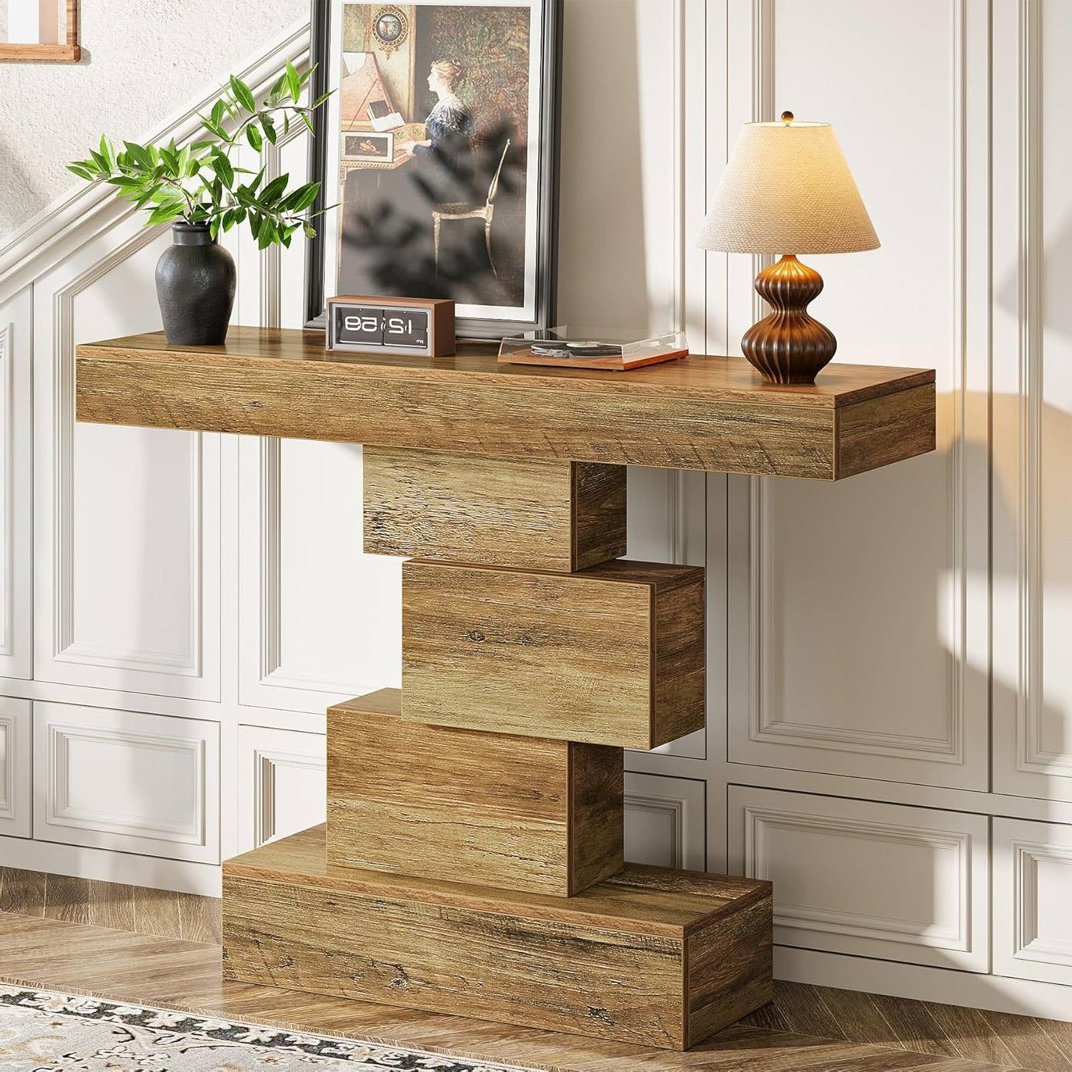 Modern Farmhouse 42-inch Entryway Accent Sofa Table in Light Brown Wood Finish-3