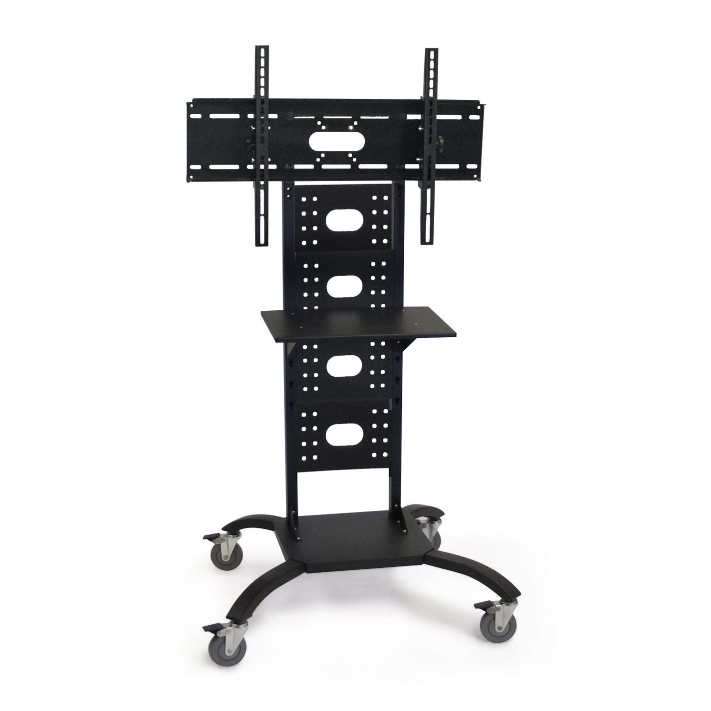 Mobile Flat Screen TV Stand Cart with Shelf and Universal Mounting Bracket-0