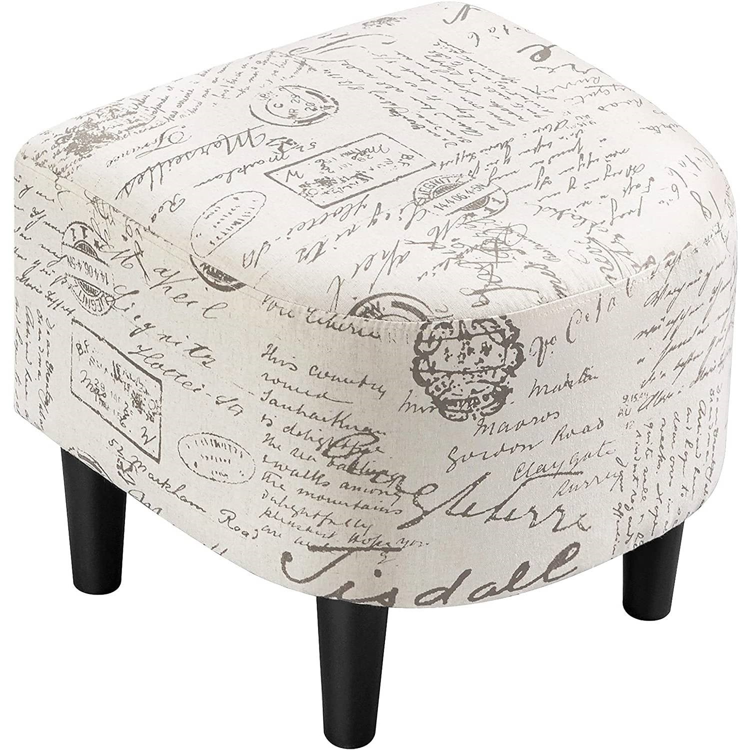 Letter Print French Upholstered Barrel Chair and Ottoman Set-2