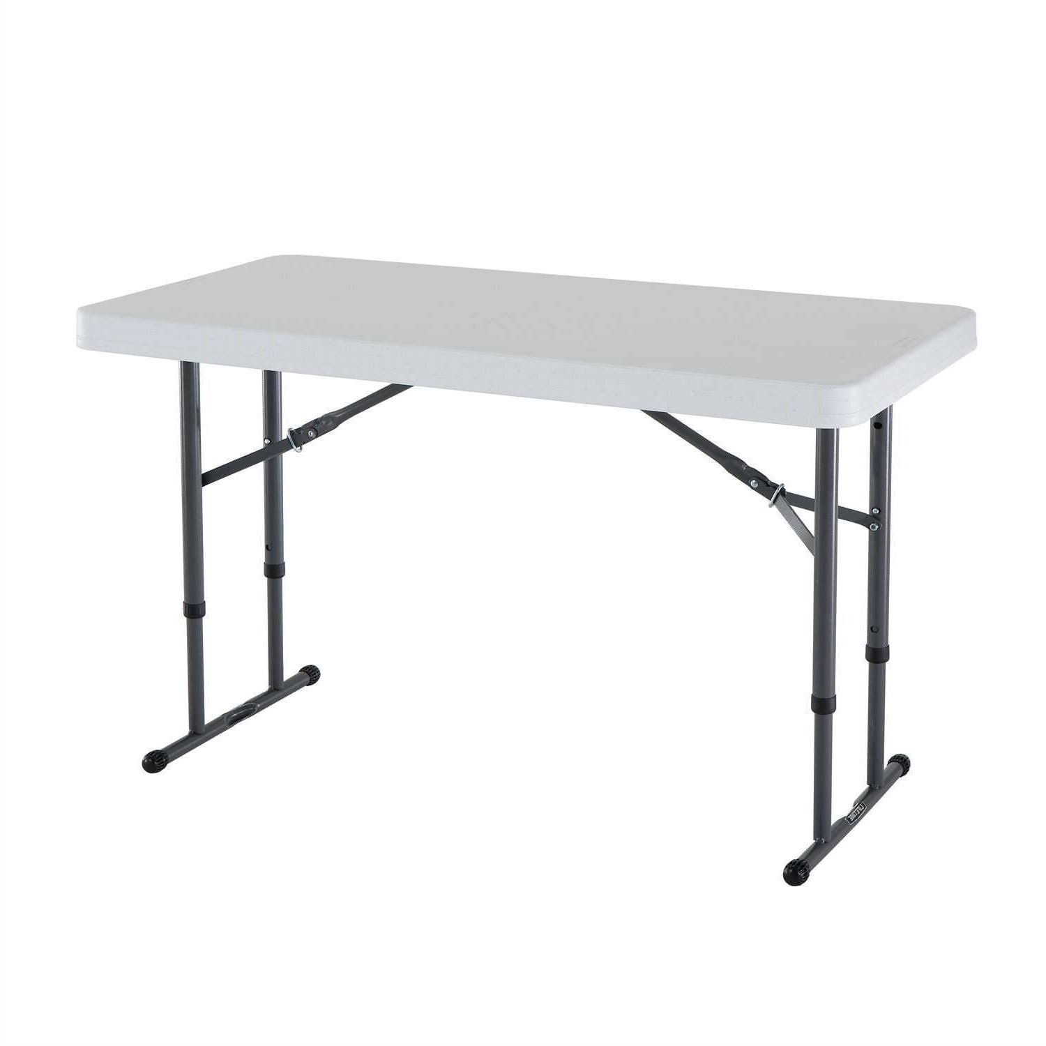 Adjustable Height 4-Foot Commercial Folding Table with White HDPE Top-0