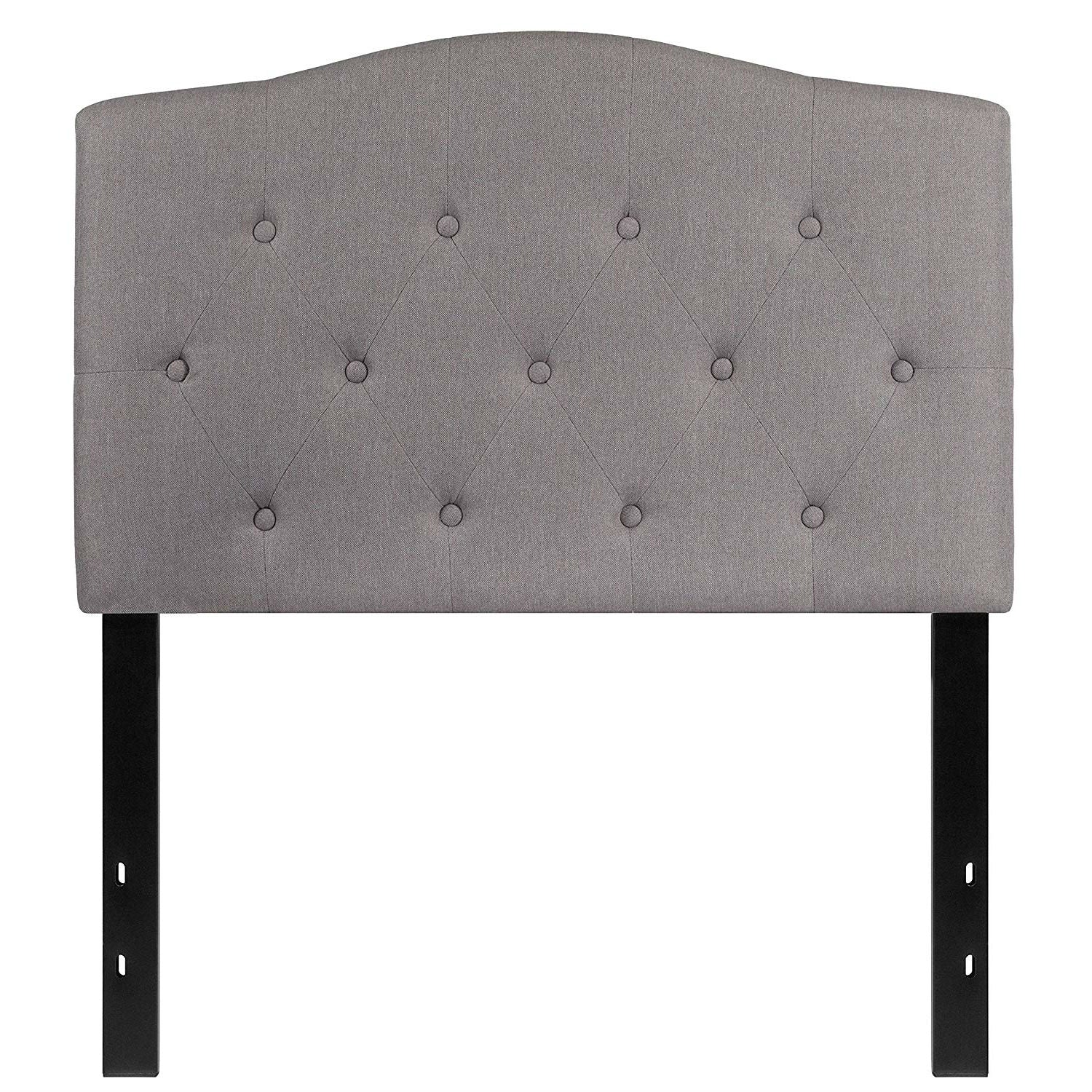 Twin size Light Grey Upholstered Button Tufted Headboard-0