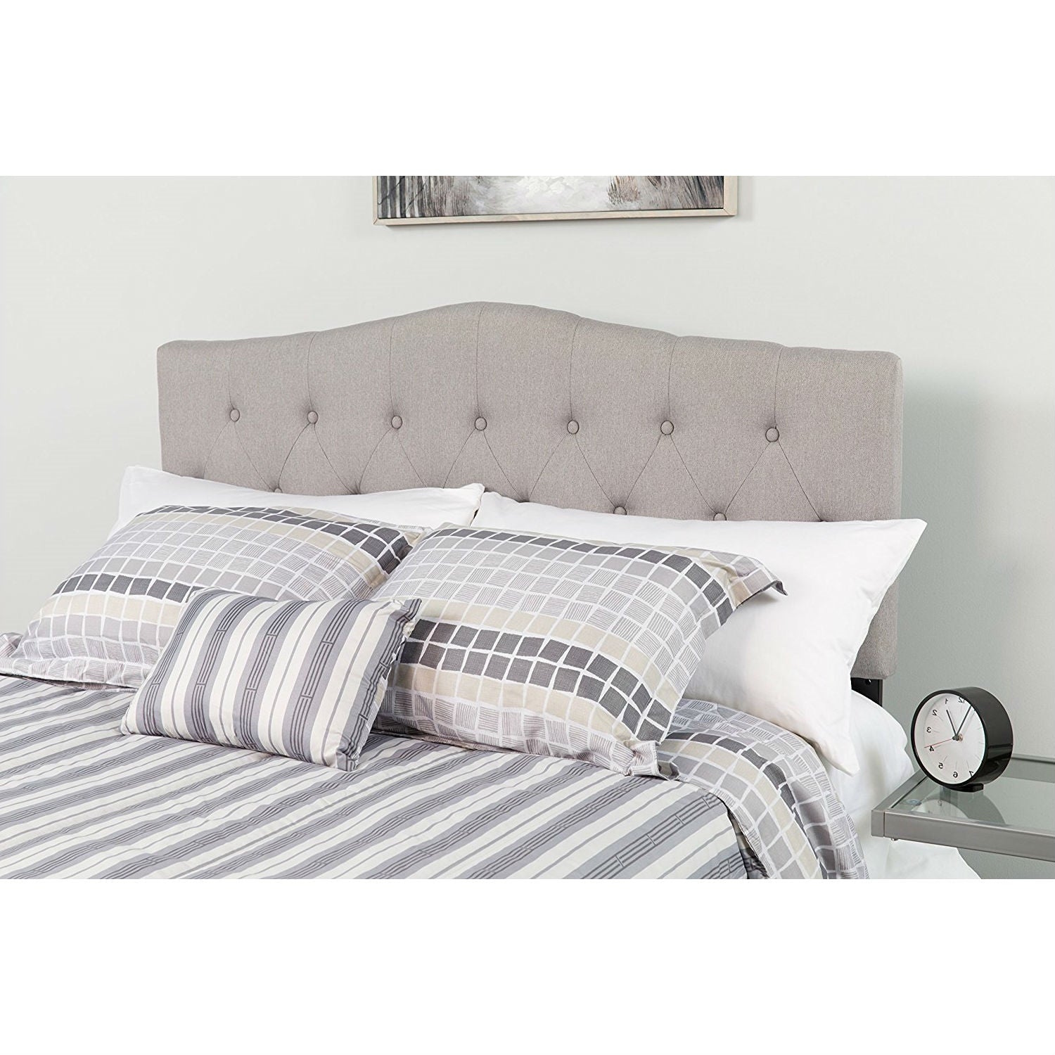 Twin size Light Grey Upholstered Button Tufted Headboard-1