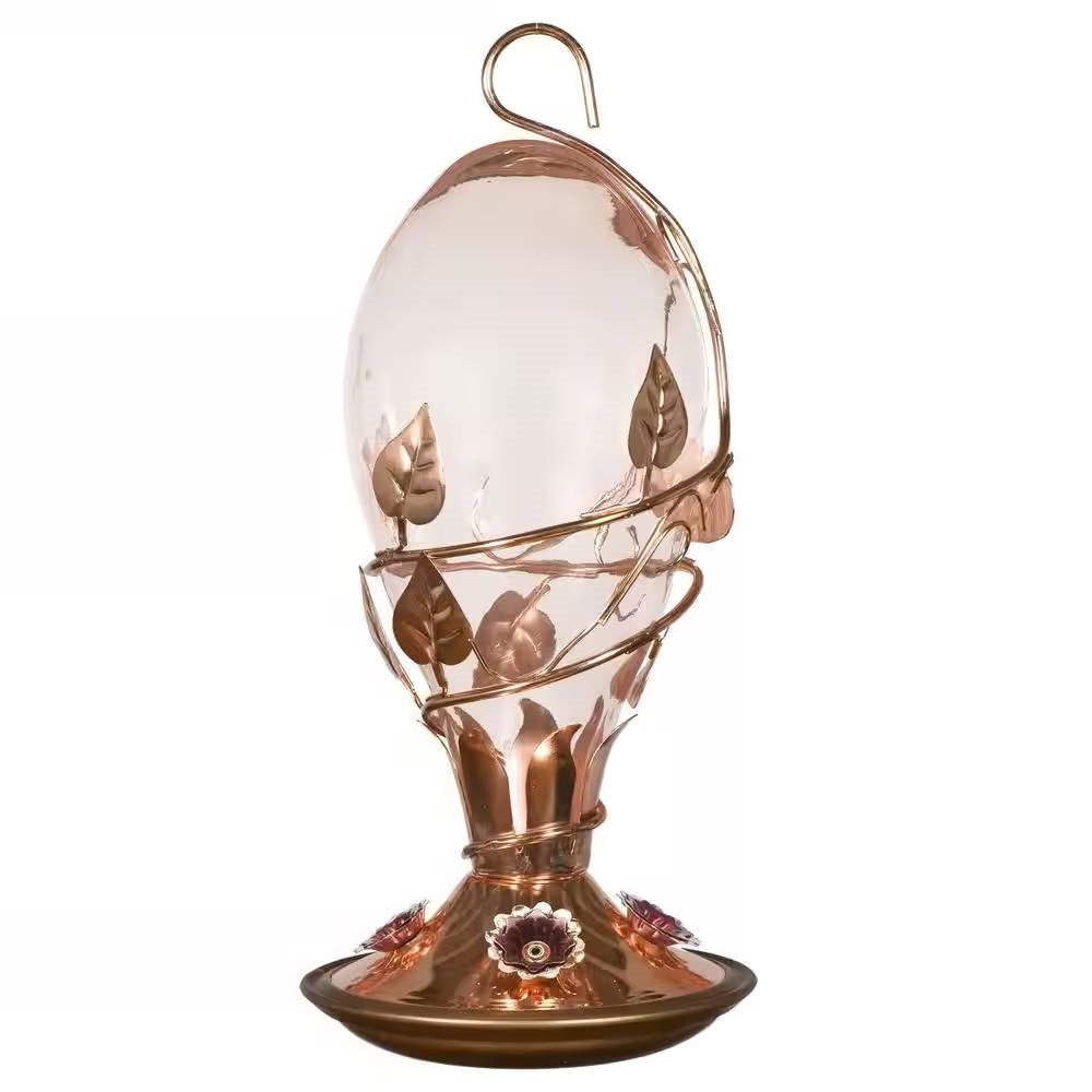 Copper and Glass Hummingbird Feeder - 32 Fl. oz. Nectar Capacity-1