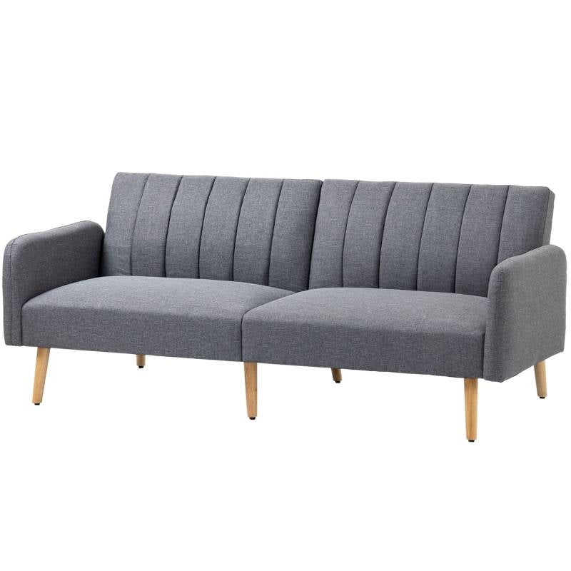 Modern Mid-Century Light Gray Linen-touch Polyester Futon Sleeper Sofa Bed-0