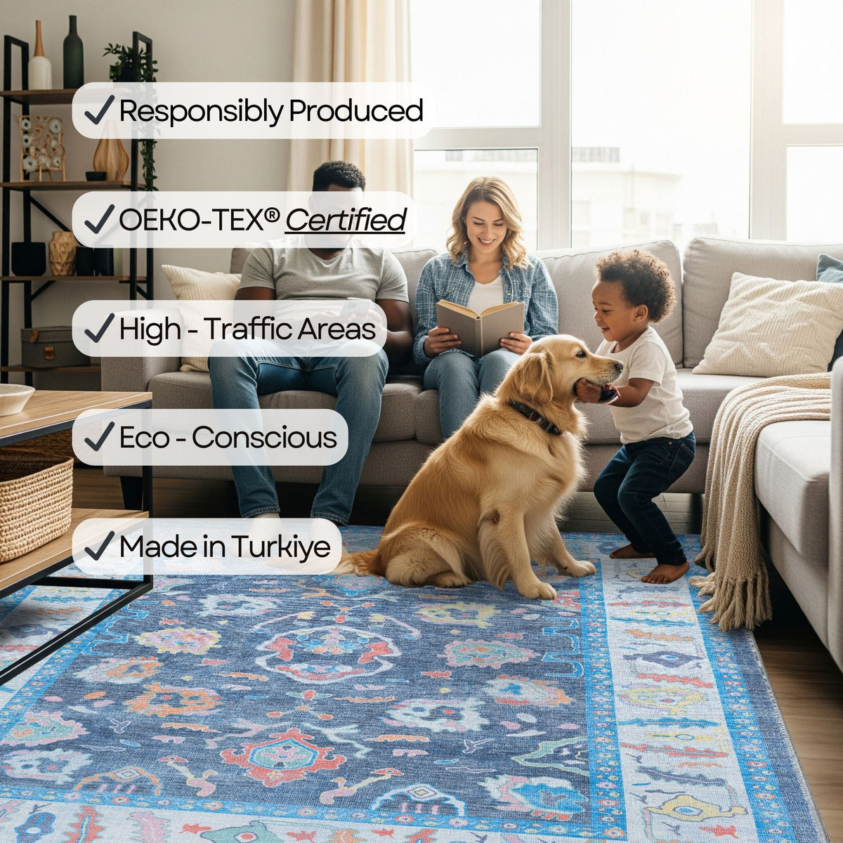 Adeline Pastel Blue Modern Oushak Rug