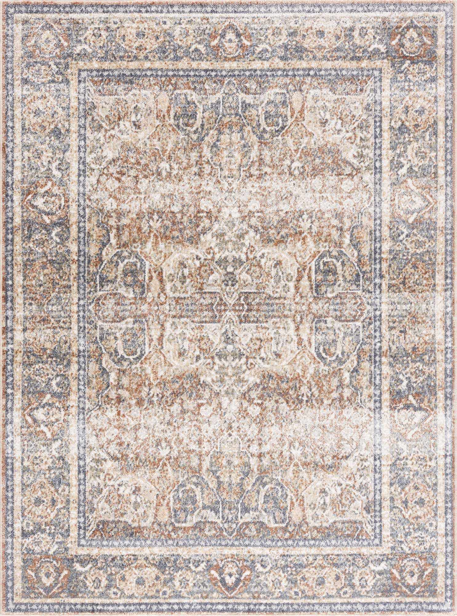 Arias Beige Blue Washable Area Rug