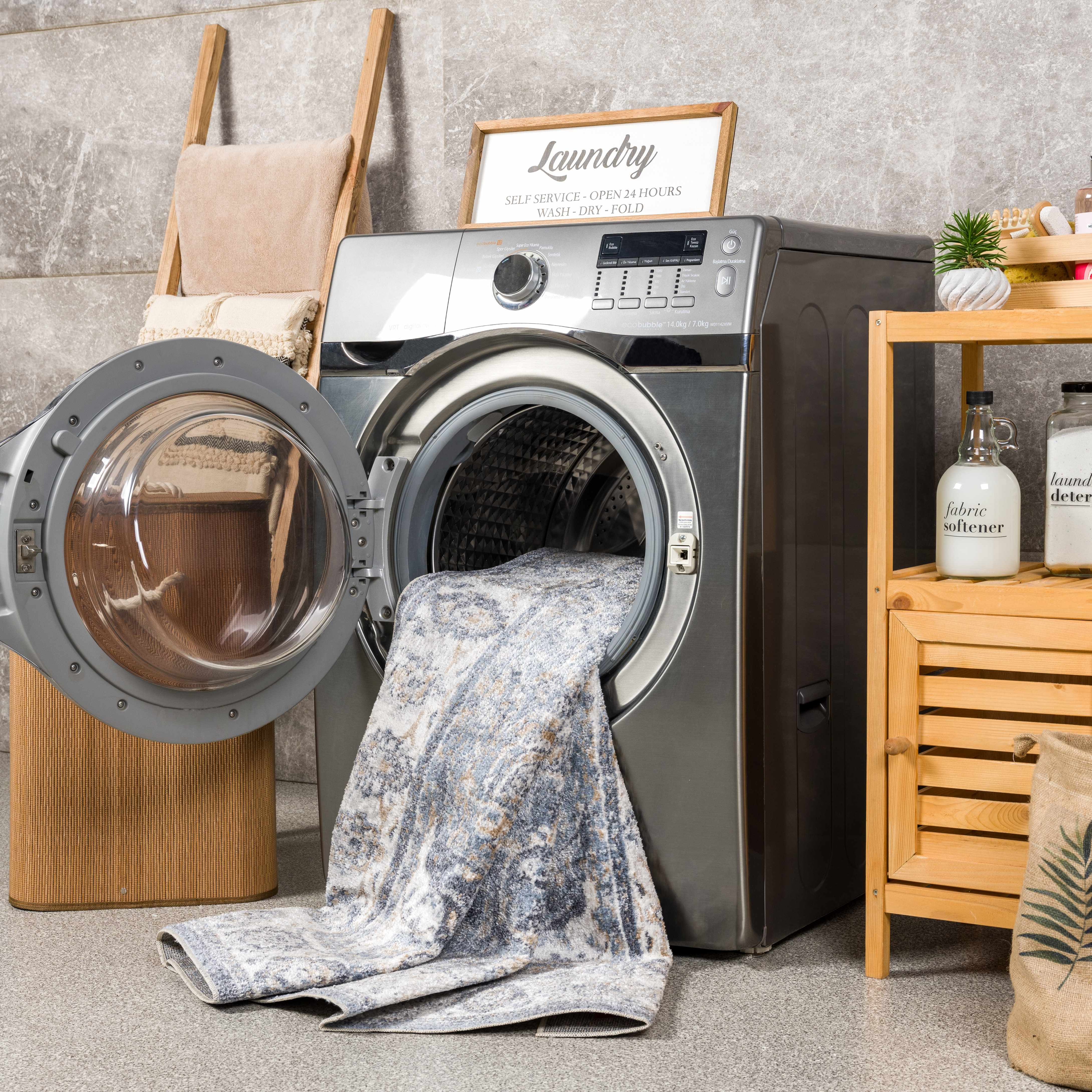 Aurum Blue Washable Area Rug