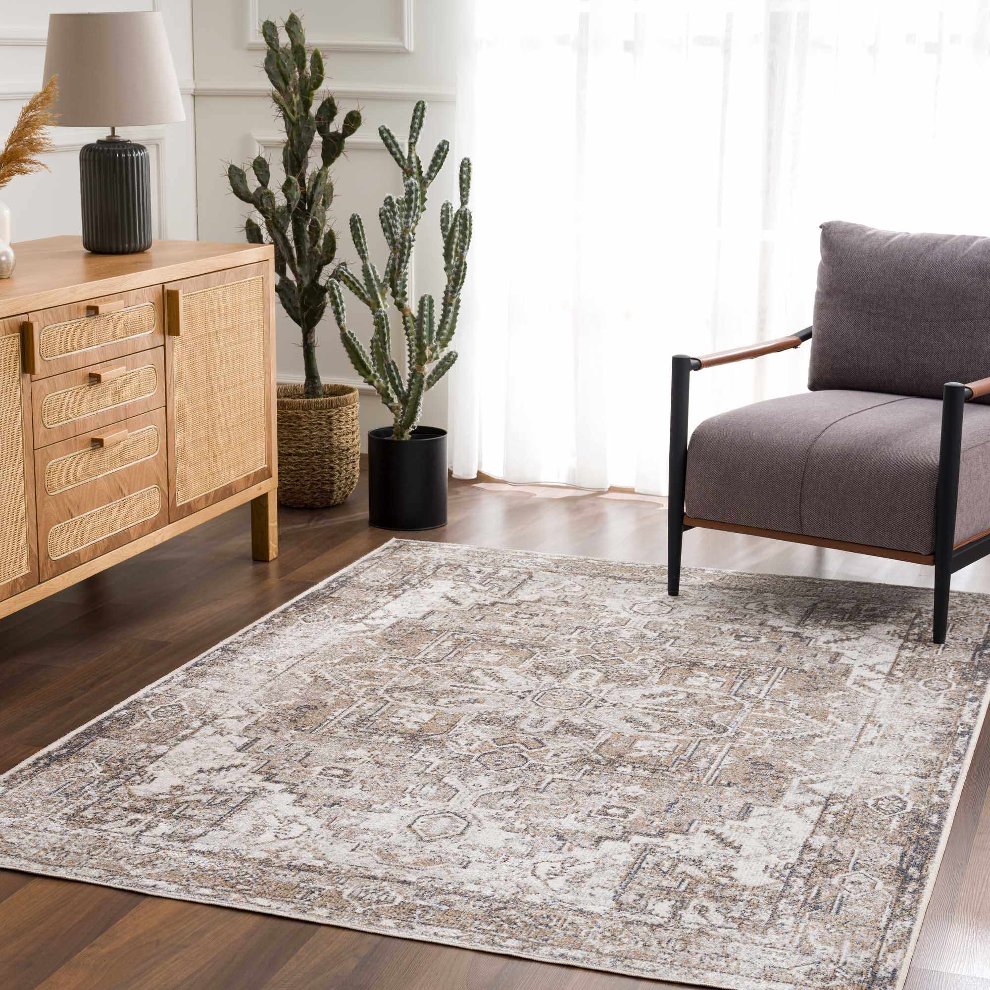 Blue Brown Hera Washable area rug