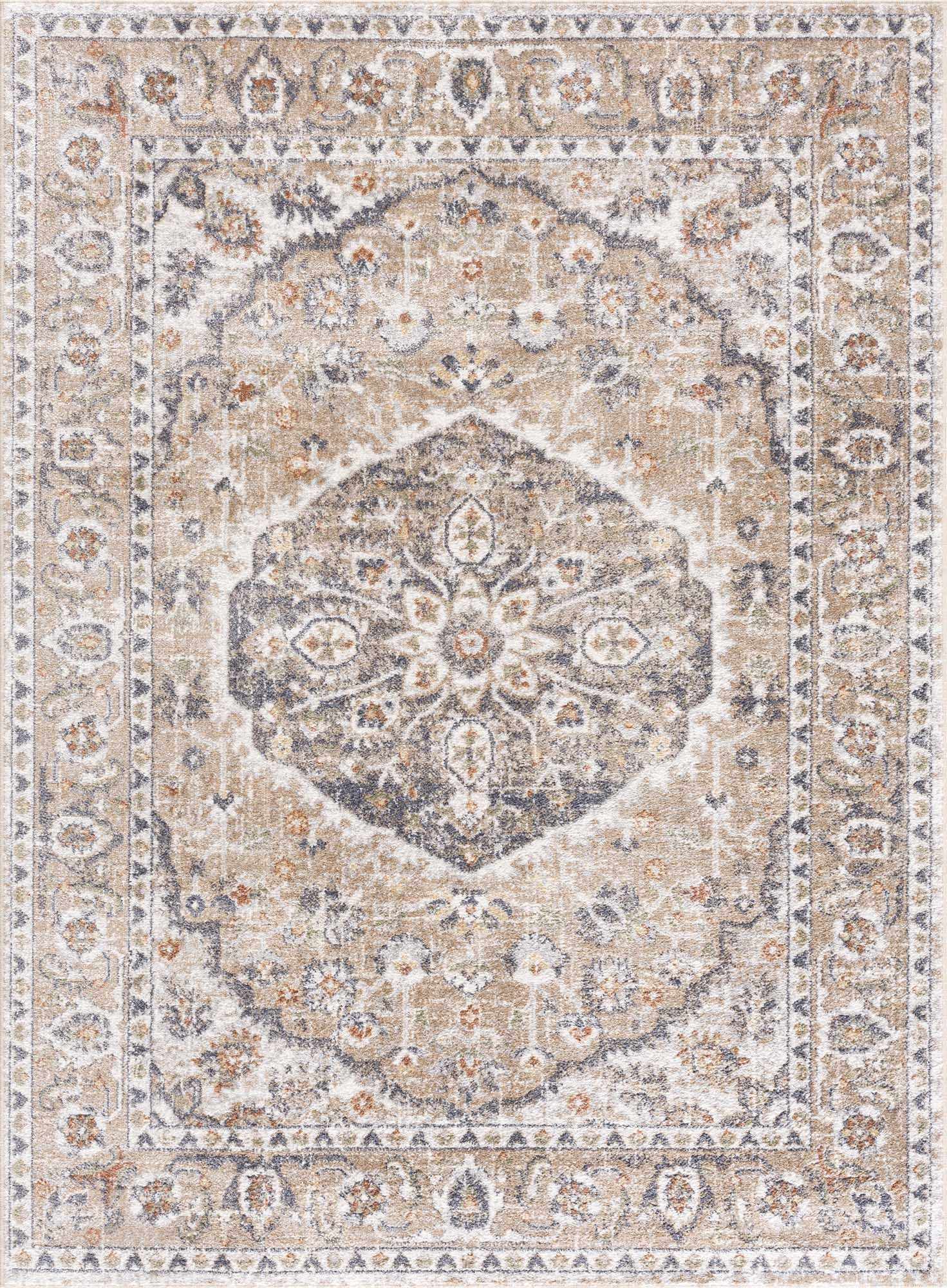Beige Hiti Washable area rug