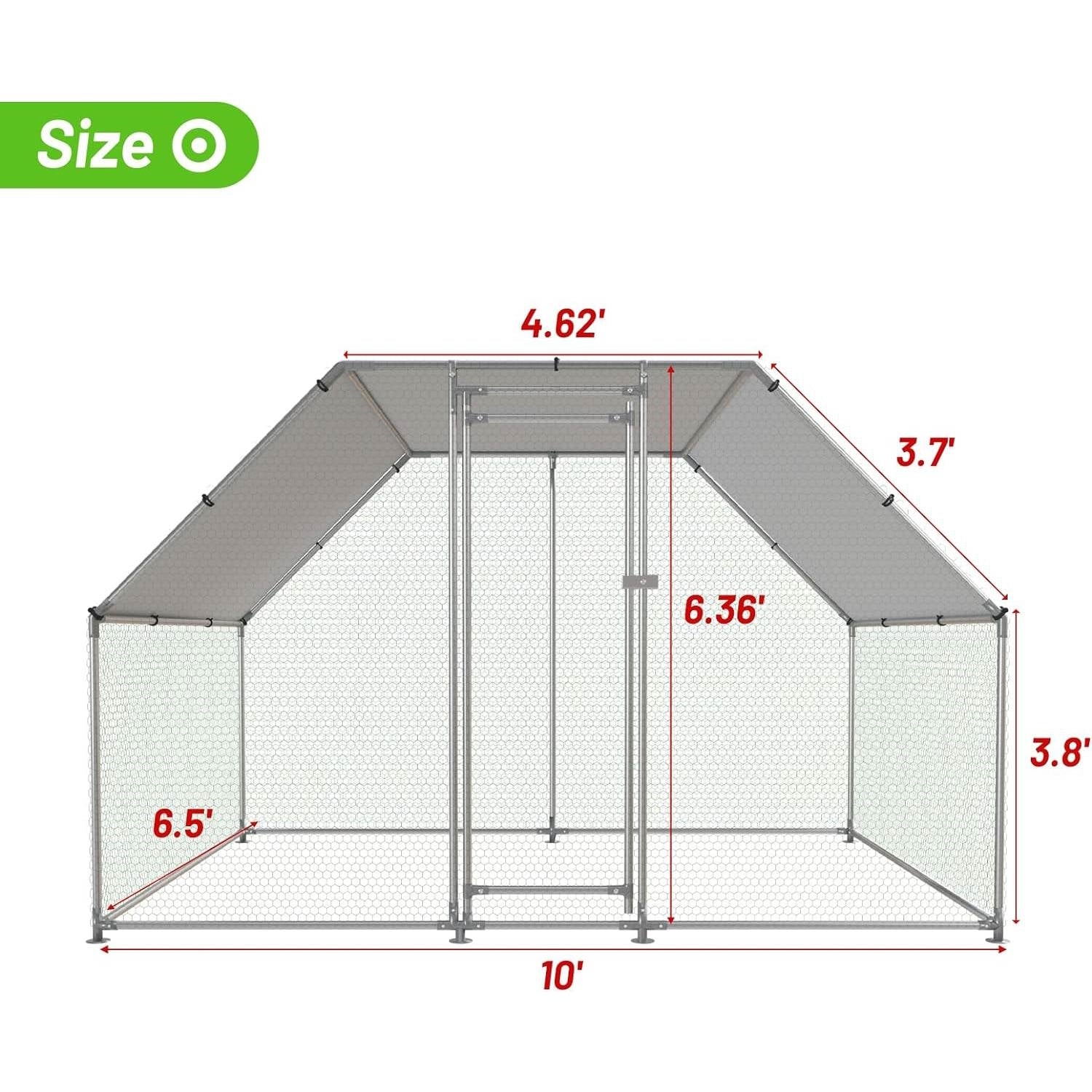 10-Ft x 6.5-Ft Outdoor Walk-in Metal Chicken Coop with Water-Resistant Cover-4