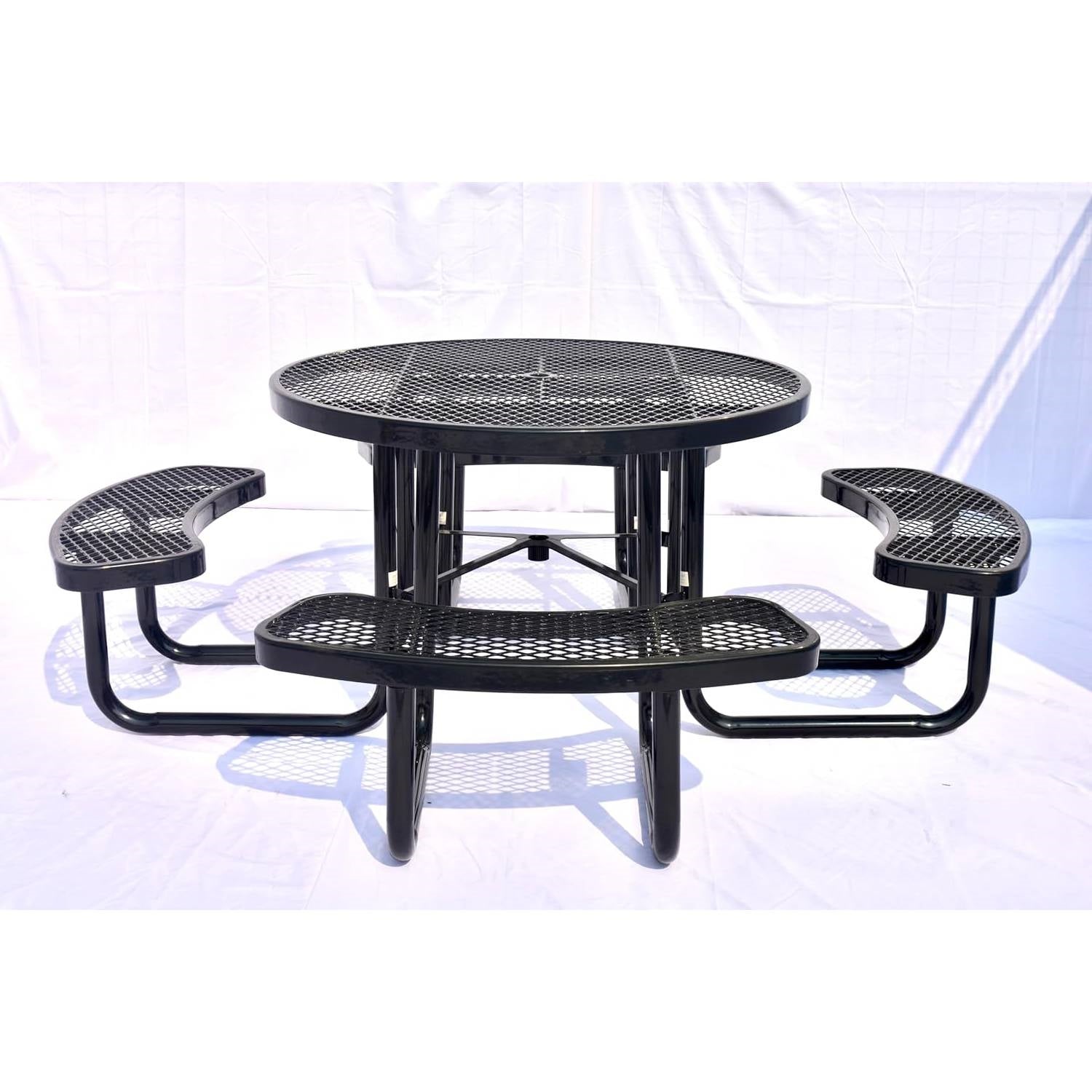 Heavy Duty Steel Metal Round Picnic Table w/ 4 Benches Outdoor Patio Dining Set-0