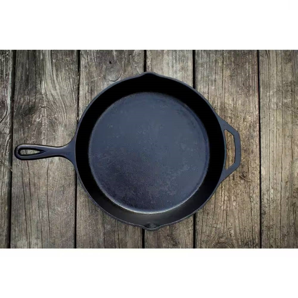 12-inch Cast Iron Skillet Frying Pan with Pour Spout - Made in the USA-3