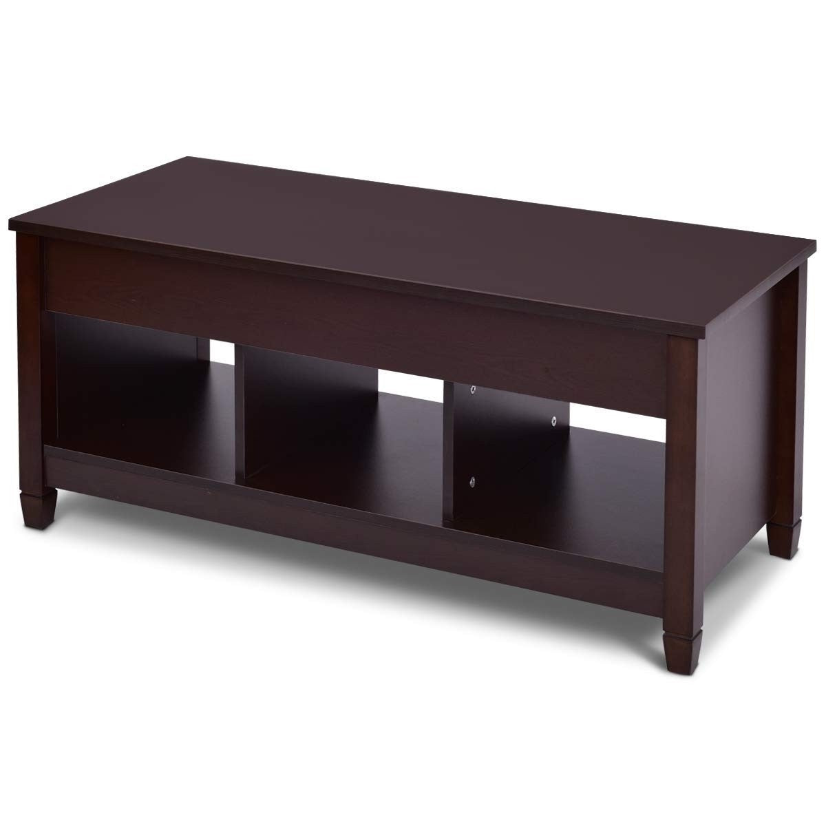 Brown Wood Lift Top Coffee Table with Hidden Storage Space-2