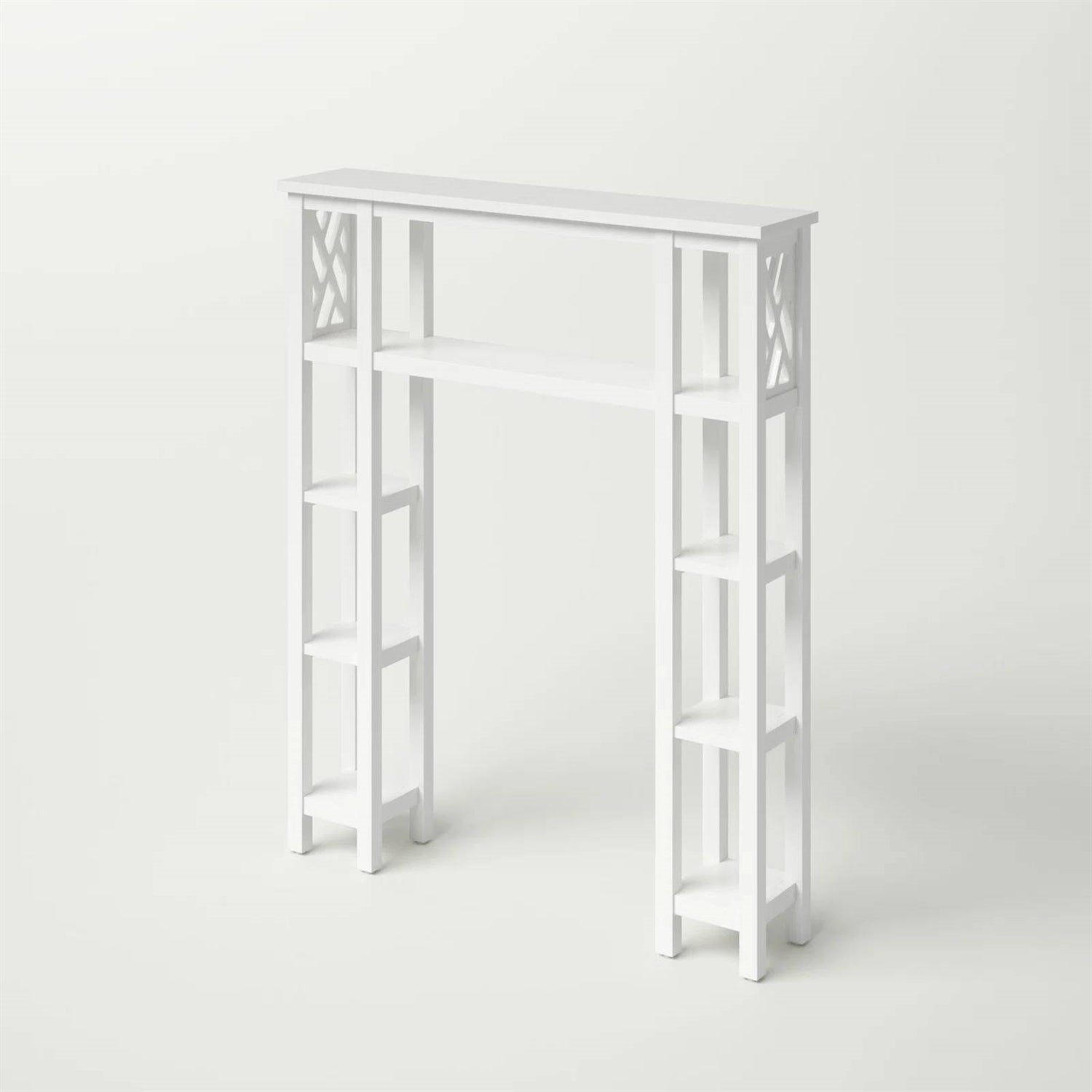 Over the Toilet Bathroom Shelving Unit with 9-Shelves in White Wood Finish-2