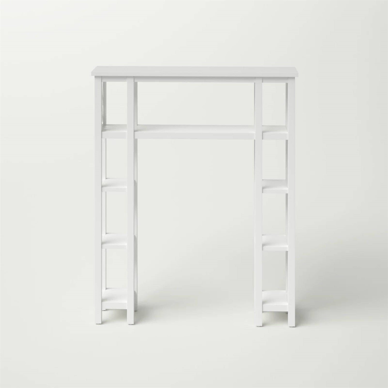 Over the Toilet Bathroom Shelving Unit with 9-Shelves in White Wood Finish-3