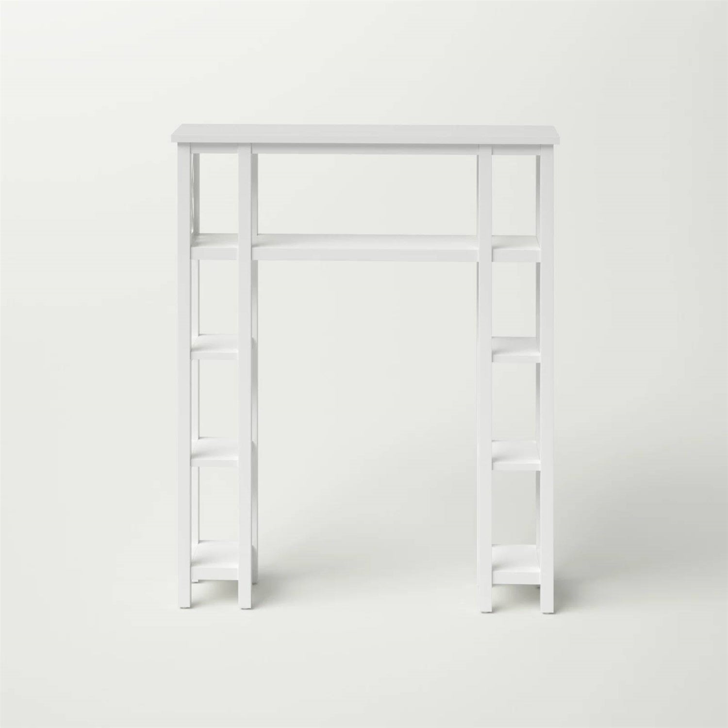 Over the Toilet Bathroom Shelving Unit with 9-Shelves in White Wood Finish