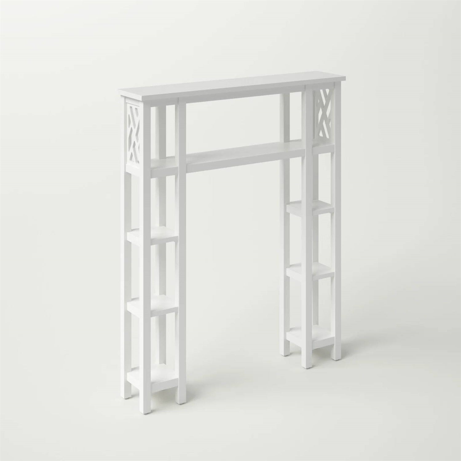 Over the Toilet Bathroom Shelving Unit with 9-Shelves in White Wood Finish-4