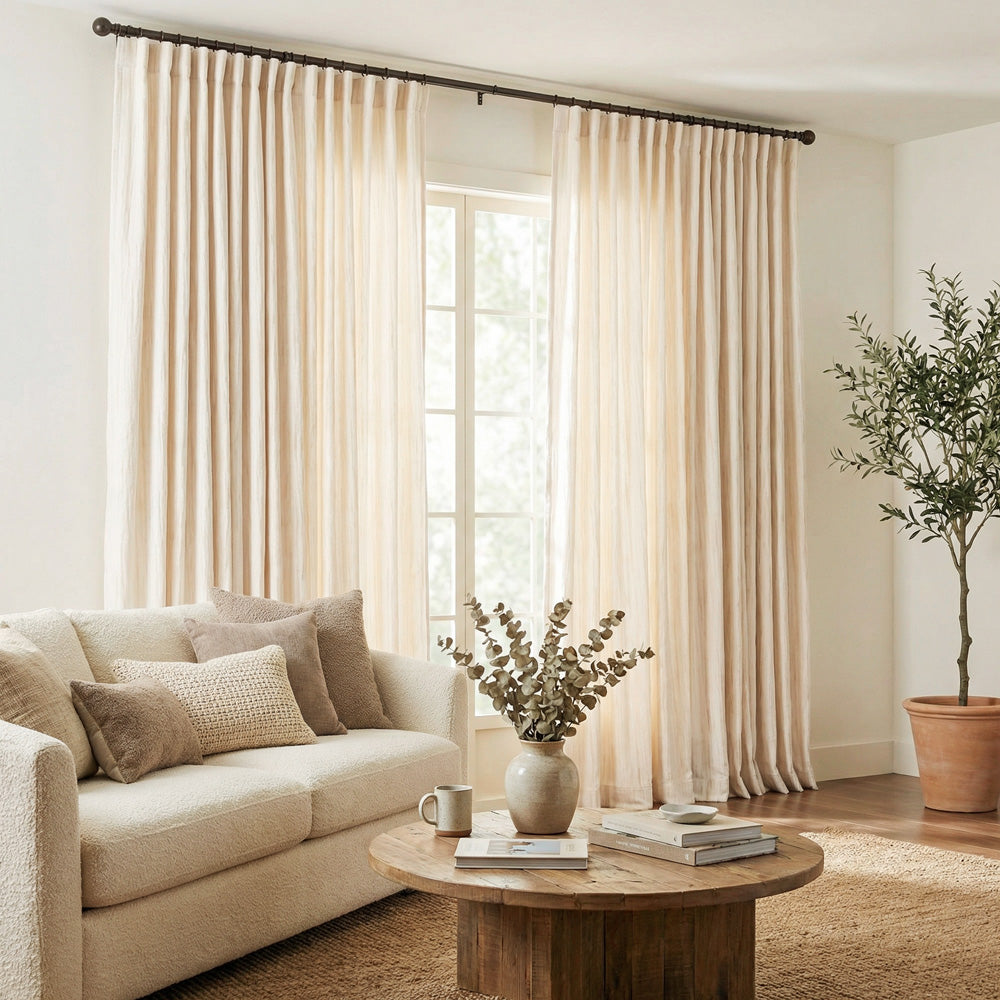 Lacey Cashmere-Like Wood Grain Textured Curtains