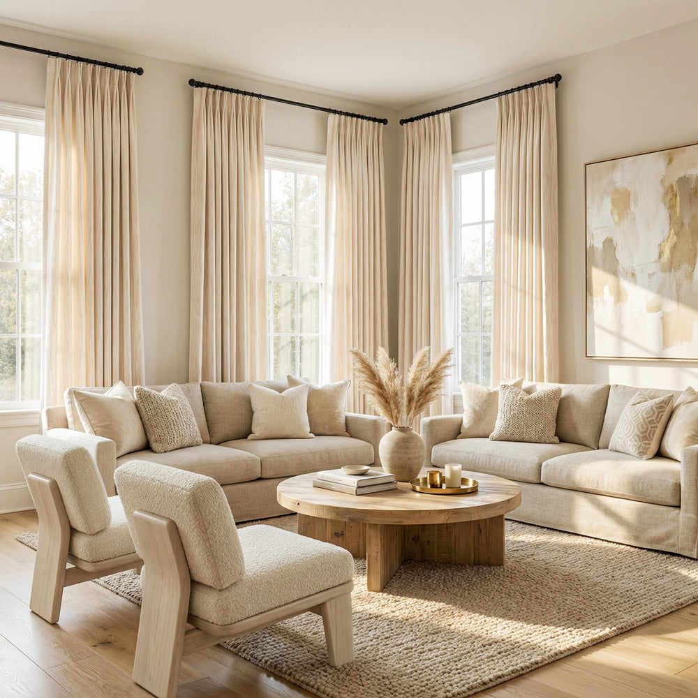 Lacey Cashmere-Like Wood Grain Textured Curtains